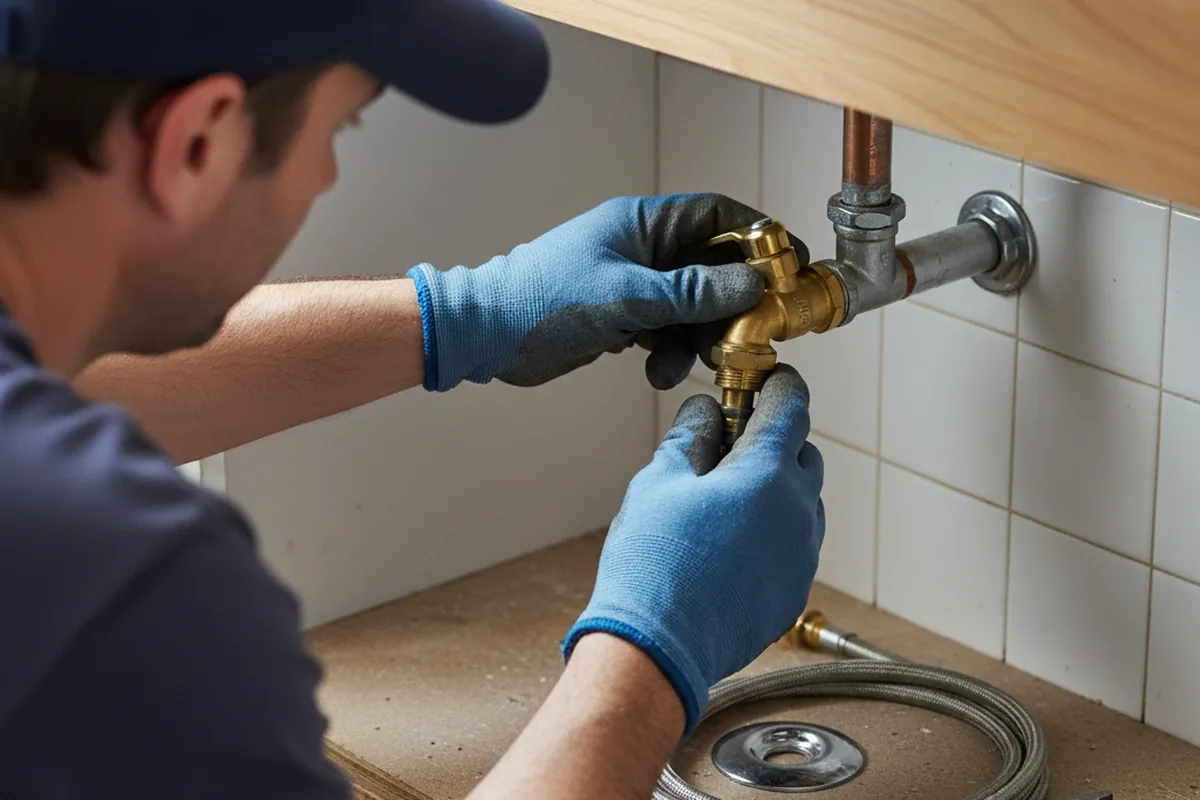 Shutoff valve and fitting work during Burst Pipe Repair in Amesville